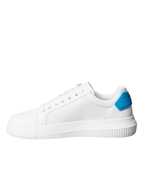 Sneaker donna bianca e celeste in pelle Calvin Klein Jeans | YW0YW018460LE